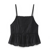 Black Eyelet Crochet Embroidered Sleeveless Boho Tank Top